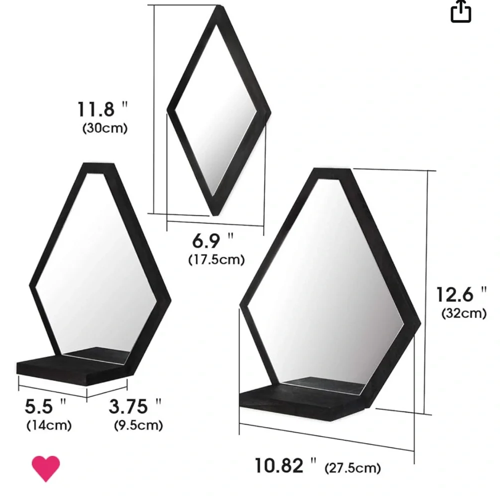 NIB NEW Jackcube design 3 piece black wooden mirror wall decor set Wayfair